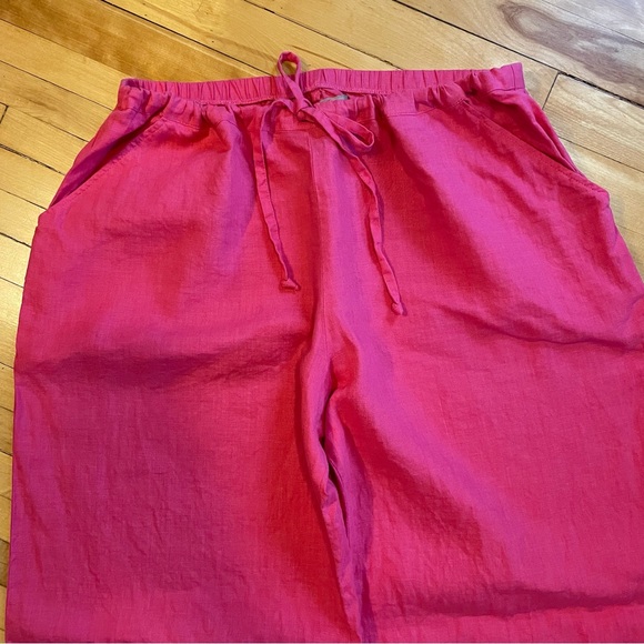 FLAX Wide Leg Linen Full Length Picnic Pant Elastic Drawstring Waist 31" Inseam - Picture 2 of 13